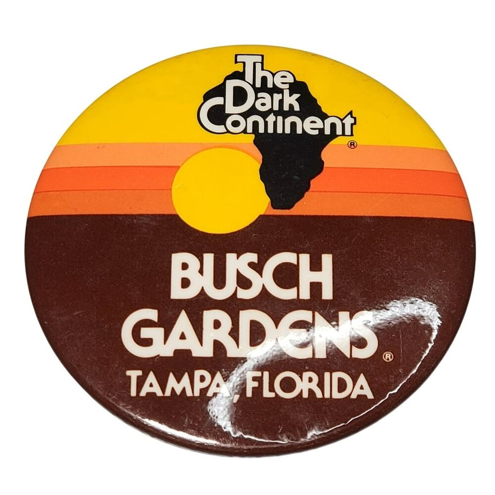 Sunset Busch Gardens Tampa Florida Button Pin 3" Vtg The Dark Continent